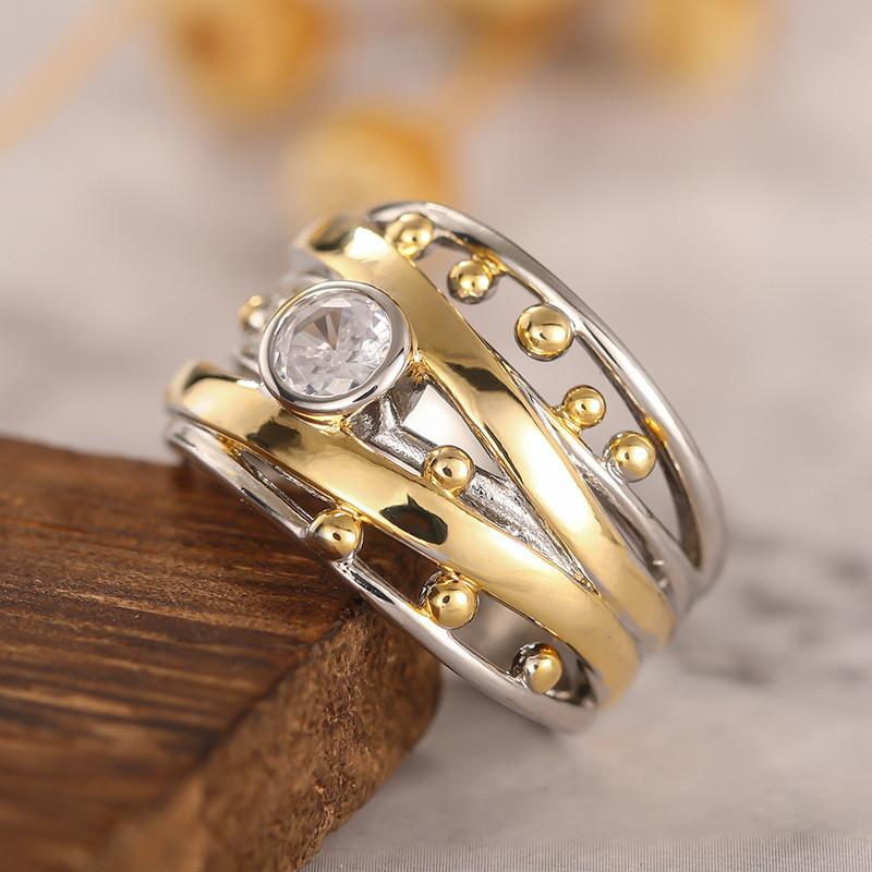 CopperTrendy Women Rings Creative Design Daily Wear Party Statement Accessories Cubic Zirconia Chic Jewelry