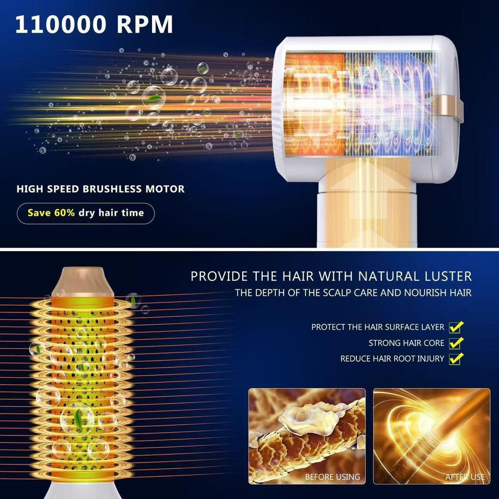 7-in-1 Multifunctional Hair Dryer & Styler: 1400W Hot Air Brush & Curler Combo