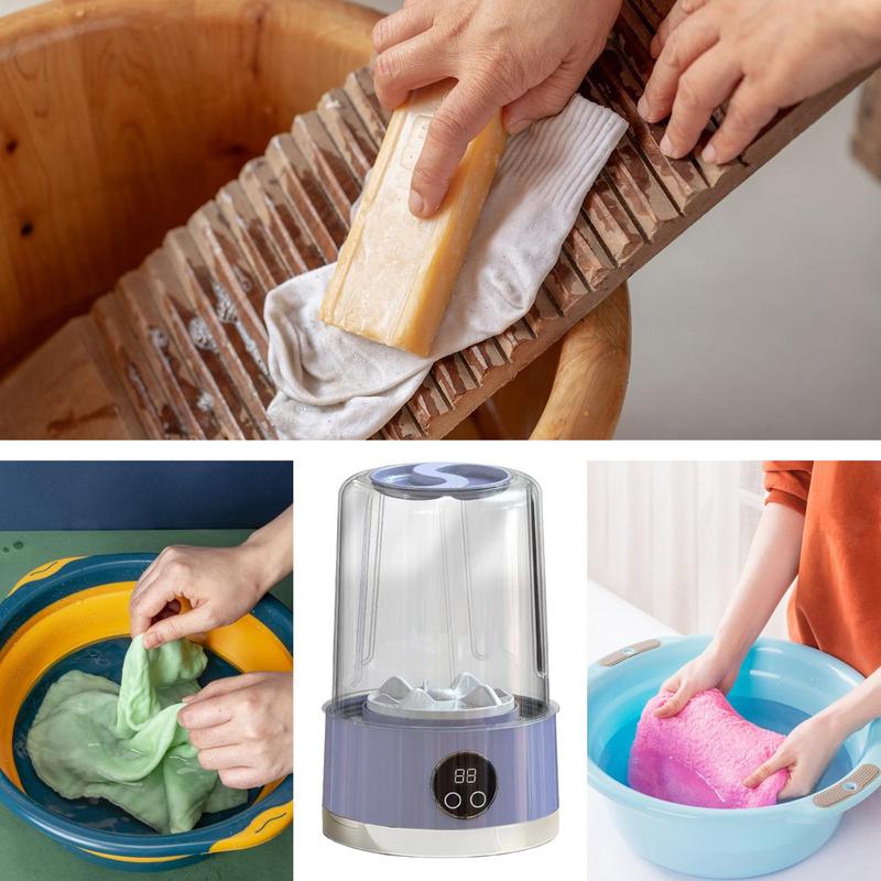 Small Washing Machine Portable Portable Washer Travel Washing Machine Rechargeable Digital Display 2 Modes Cleaning Tools