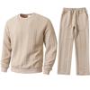 2025 Solid Color Sports Casual Jacquard Men's Warm Bottoming Shirt Sweater Pants Suit