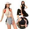 Fashion Color Womens Blocking Sleeveless Strapless Sexy Camisole Knitted