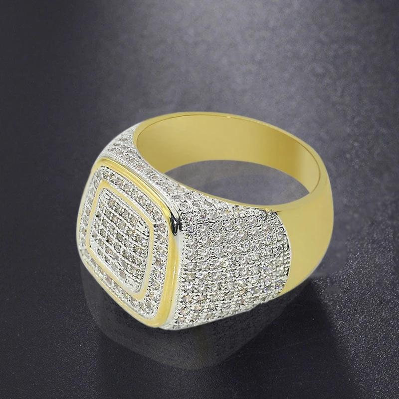 Heißverkauf Mode Trendig Luxus Gold Vollkreis Eingelegter Kristallring Business Männer Großhandel Eheringe für Männer