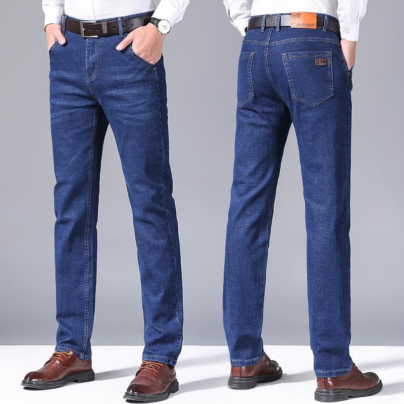 Men's Mid-waist Jeans Popular Fashion Jeans Spring and Autumn Men's Versatile Straight Elastic Long Trousers