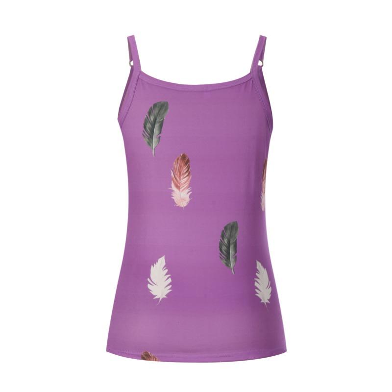 Summer Sleeveless Feather Printed Loose Women Tank Tops Fashion Plus Size Casual Vest Simple Office Ladies Blouse Female Camisole Women's Clothing