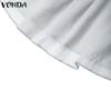VONDA Women Round Neck Short Sleeve Irregular Ruffled Patchwork Casual Dress