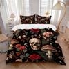 Mystical Skull Flowers Print 3Pcs Bedding Setduvet Cover With 2 Bedropillowcase Home Birthday Gift