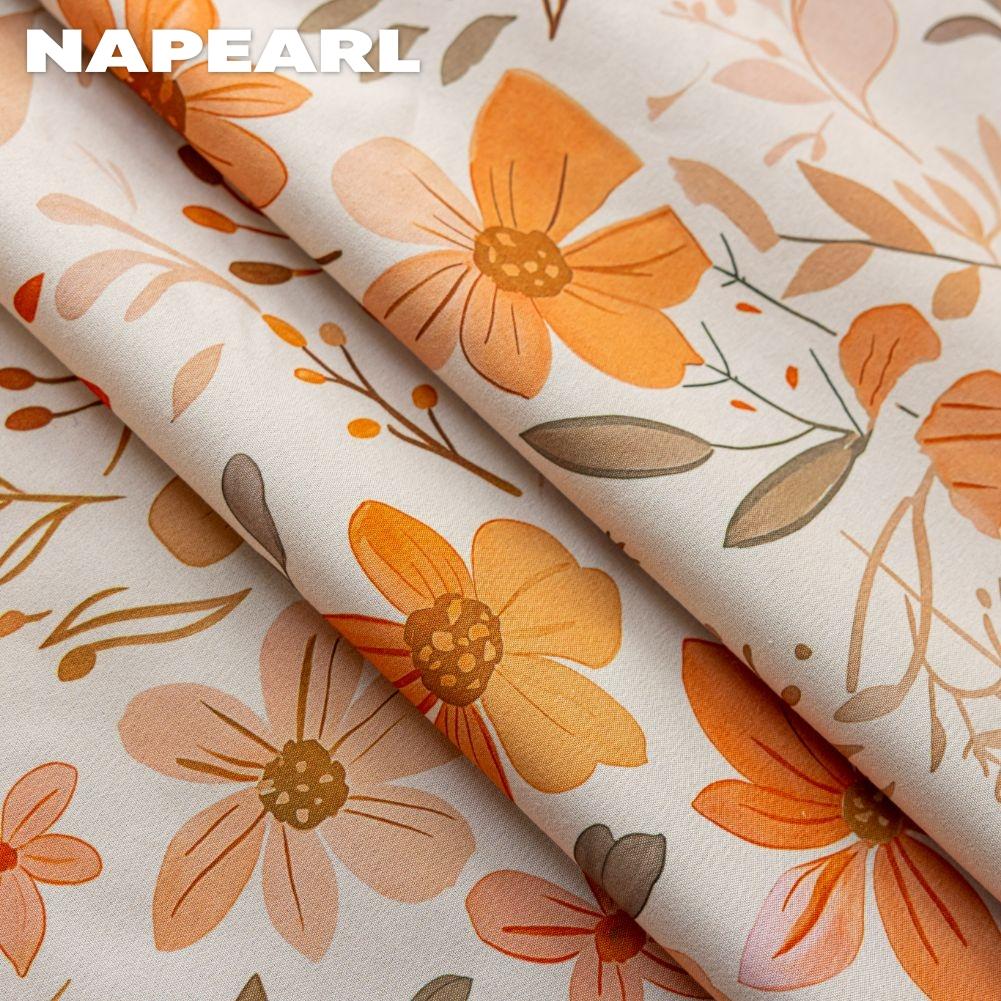 1PC NAPEARL French Vintage Orange Floral Print Blackout Curtain 100% Blackout Versatile Curtain for Bedroom Living Room Balcony Window for Home Decor