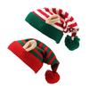 Christmas Knit Hats Striped Pattern Soft Acrylic Yarn Warm Unisex Design Indoor Knitted Hat Winter