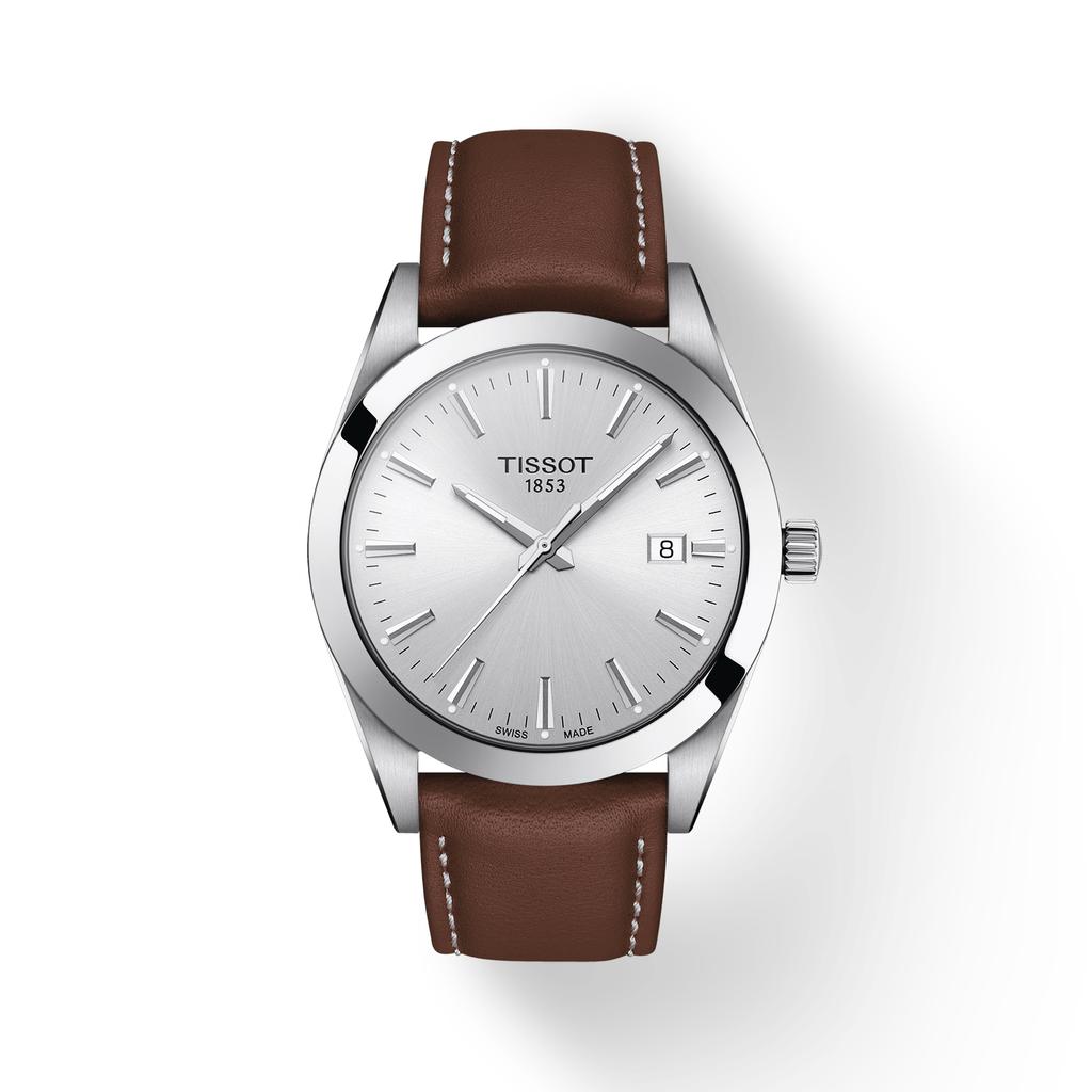 Tissot Reloj de Moda para Hombre con Correa de Cuero y Esfera Plateada T127.410.16.031.00