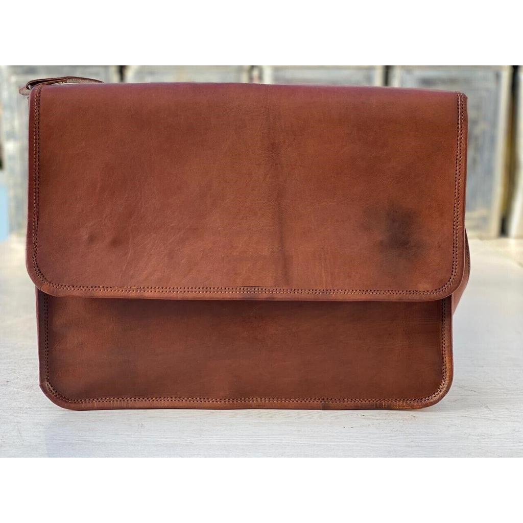 Sacoche Vintage en cuir de vache véritable pour femmes, sacoche à bandoulière pour ordinateur portable