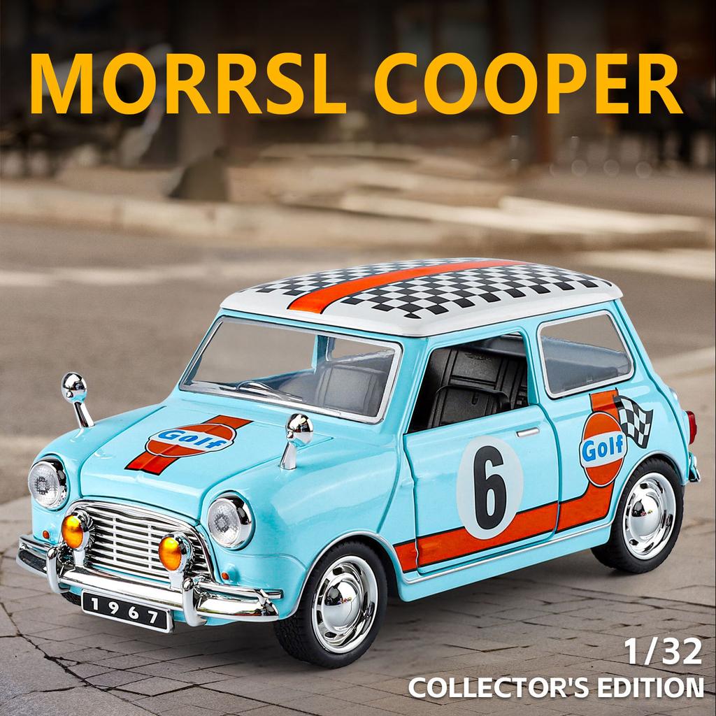 NEW 1:32 MINI COOPER 1967 Alloy Muscle Car Model Sound and Light Pull Back Children's Toy Collectibles Birthday Gift