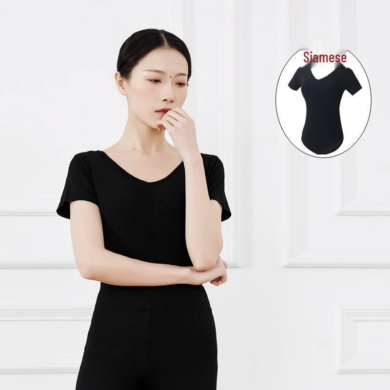 Damen V-Ausschnitt Modal Slim-Fit Tanz-Trainings-Top