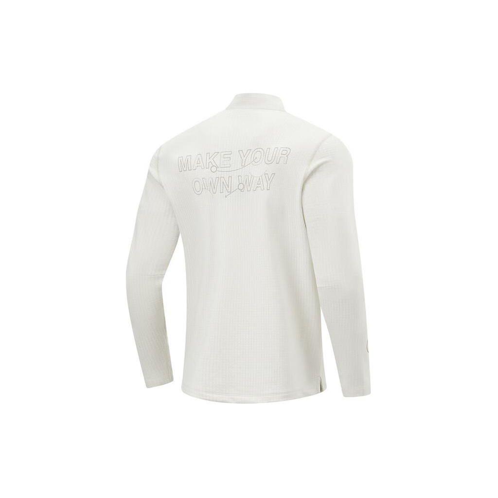Li-Ning Wade Series Printed Letter Half-Zip Stand Collar Loose Long Sleeve T-Shirt Men Tops Silver-Gray ATLU001-5