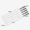 5Pcs Outdoor BBQ Grilled Fork Stainless Steel Signature Wooden Handle U-type Needle Picnic Barbecue Fork Rotisserie Long Skewers