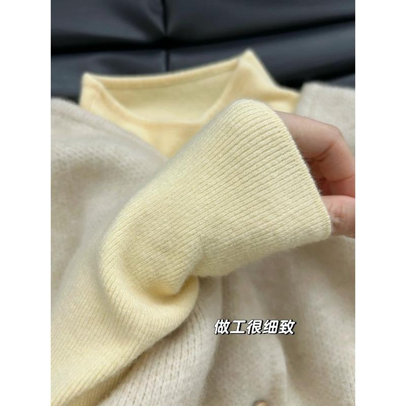 Tender yellow soft waxy semi-turtleneck knitted sweater women's autumn and winter stacked wear inner top versatile bottom long sleeve