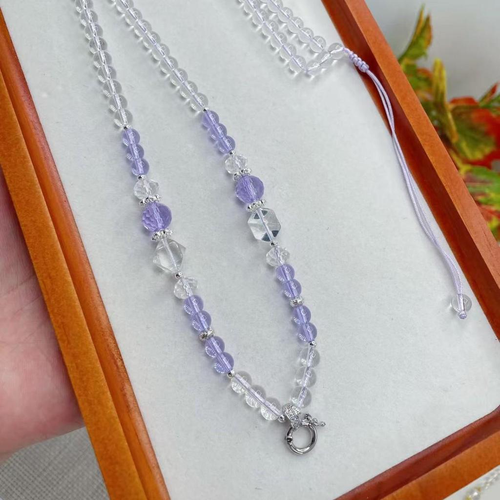 Universal Crystal Bead Chain Necklace with Buckle for Thai Amulets, Thangkas, Dzambhala, or Nine-Tailed Fox.