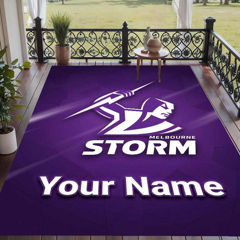 Custom Text Printed Rug Melbourne Storm Non Slip Floor Carpet For Home Room Decor