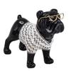 [R6543] - Ceramic Figurine 'English Bulldog' Black White (eyeglasses) - 19x16x9cm