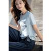 Women's Sorona Detachable Scarf Letter Print Short Sleeve T-Shirt