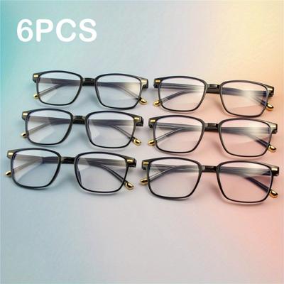 6 PCS Classic Square Reading Glasses Comfortable and Fashionable Men's and Women's Universal Reading Glasses
