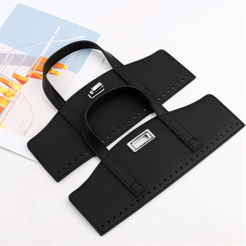 1Set Detachable PU Leather Bag Handle Bag Flap Cover with Lock Replacement Accessorie for DIY Crochet Handbag Sewing Kit