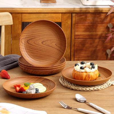 Imitation Wood Grain Plate Vegetable Plate Household Hot Pot Vegetable Plate Fruit Plate Creative Snack Plate Snack Plate Household
