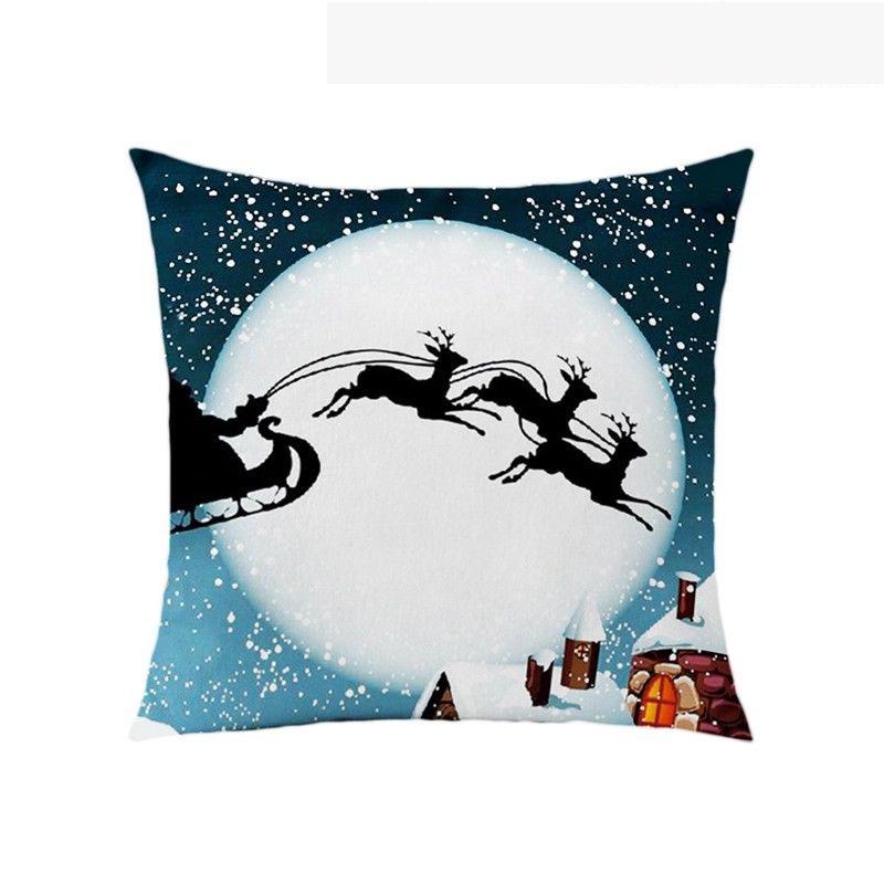 Luxurious 18'' Xmas Cotton Pillow Case Linen Cushion Cover For Merry Christmas Home Decoration