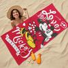 A Romantic Beach Towel Featuring Mickey And Minnie Quick-Drying Suitable for Yoga Travel Swimming Beach Outings Camping Bath Use