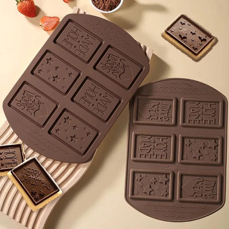 6-Hole Silicone Chocolate Mold Christmas Multi Pattern Creative Handmade Biscuit Cake Dessert Biscuit Baking Tool