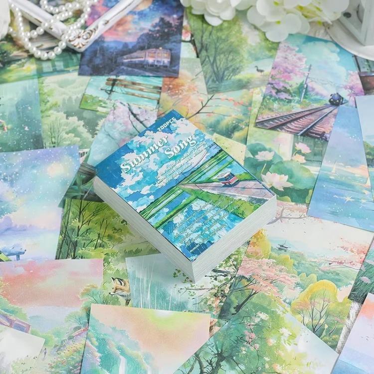 200 listů, materiál pro krajinu, papír, dekorace, deník, album, scrapbooking, materiál, pozadí, papír, odpadky, deníkové potřeby