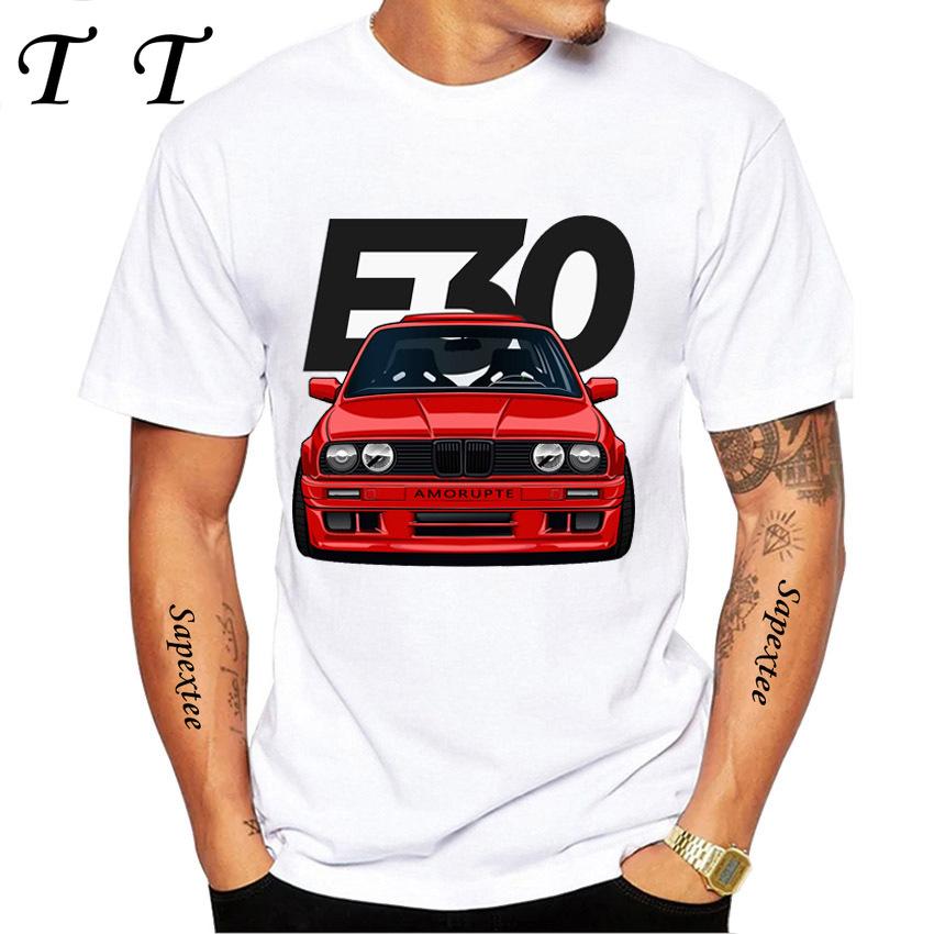 Ny Sommar Herr Kortärmad Vintage Tyskland EUDM E36 M3 T-shirt Legend Sportbil Design Pojke Vardagstoppar Cool Man T-shirts Vit