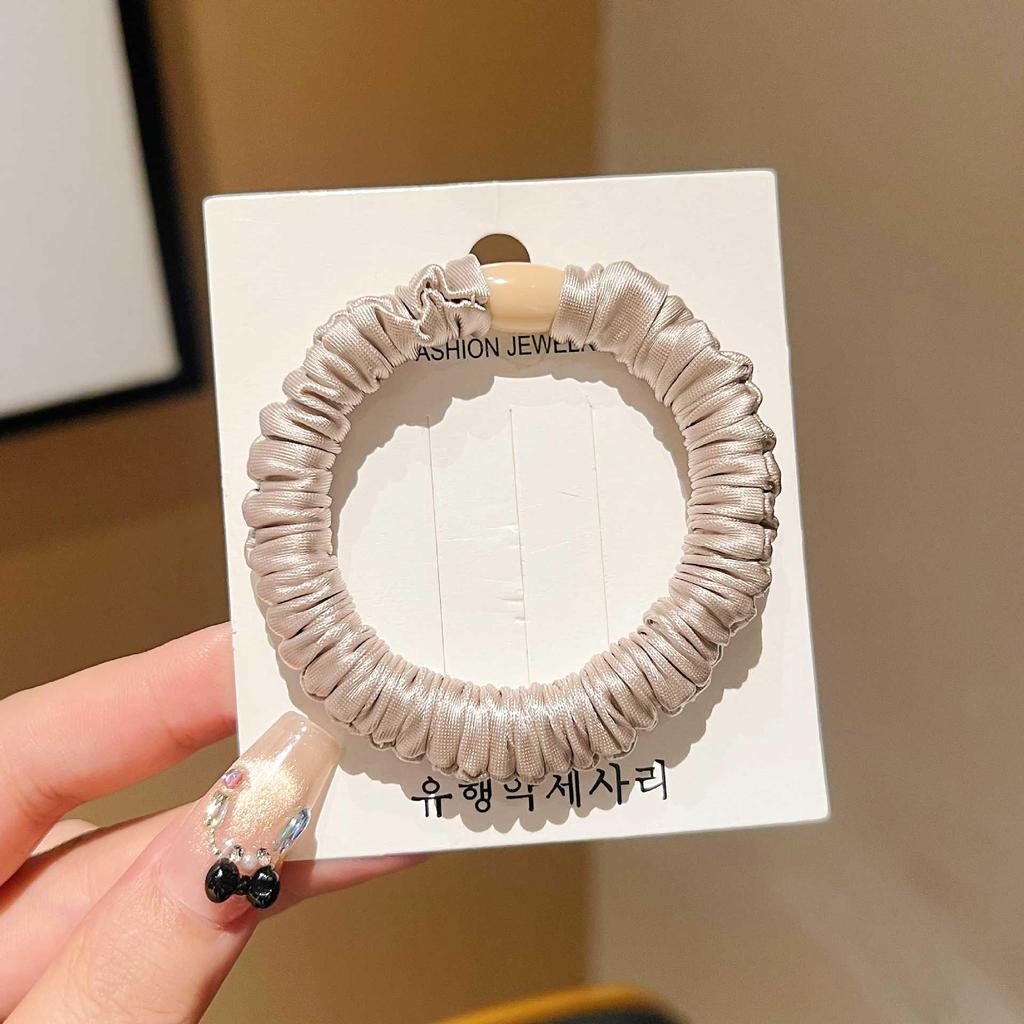 Premium Korean Style Ice Silk Pleated Hair Tie - Elastic Soft Ring for Simple Ponytails