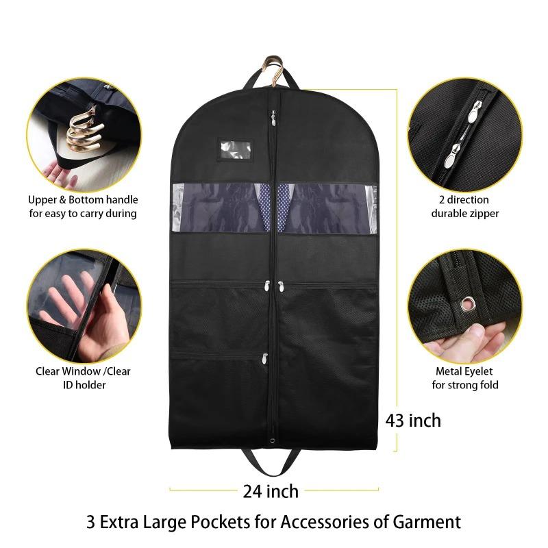 Garment Bags for Travel Hanging Garment Bags for Men Double Sides Zipper Large Mesh Pockets Monogrammed Closet Clothes Storage