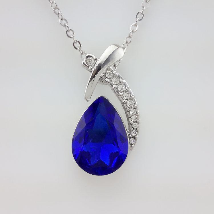 Korean Fashion Glass Crystal Water Drop Necklace Pendant