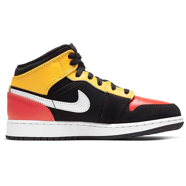 Ny Jordan 1 Mid Svart Amarillo Team Orange GS BQ6931-087