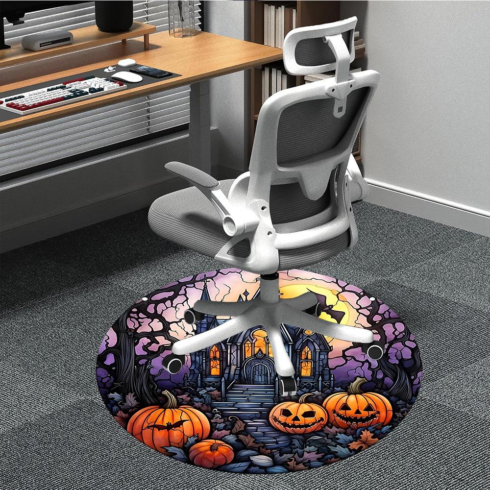 1 Stück Halloween Spukbüro Runder Teppich, Unter Bürostühlen Schlafzimmer Wohnzimmer Heimdekoration, Raumdeko