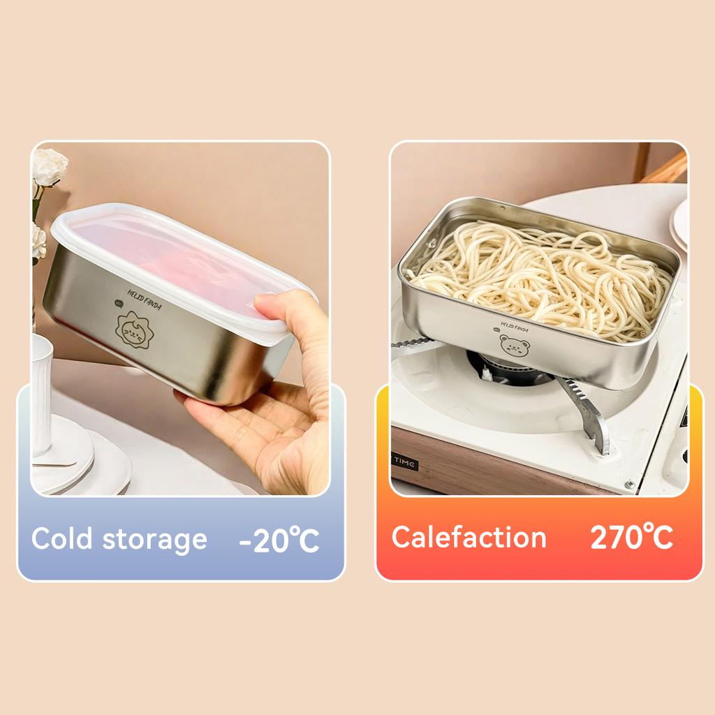 304 Stainless Steel Food Containers Refrigerator Sealed Fresh-Keeping Box Large Capacity Food Storage Box For Kitchen