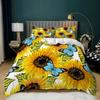 Sunflower Cow Bedding Set Kids Yellow Floral Cattle Duvet Cover King/Queen Size for Girls Teens,Western Bull Decor Quilt Cover