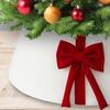 Christmas Tree Skirt Soft Faux Suede Bow Design Foldable Reusable Base Cover Festive Christmas Decoration