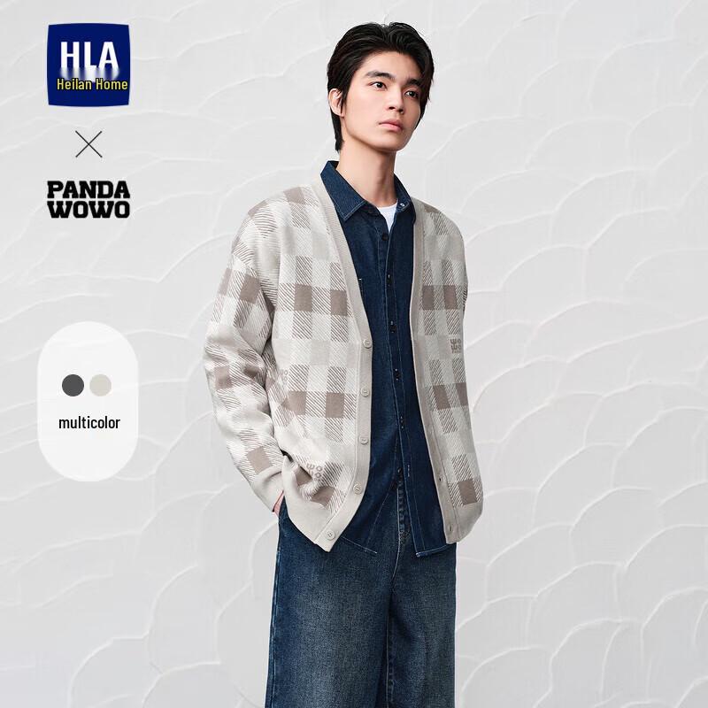 

HLA Men s Panda Wowo Plaid Knit Cardigan 2XL