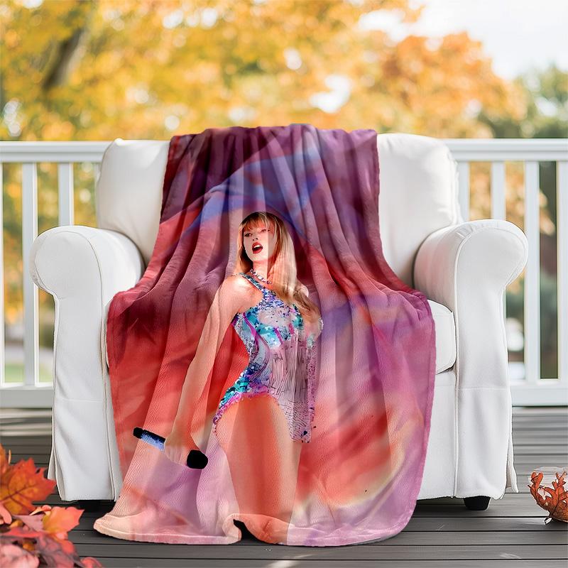 1pc Taylor Swift1 Theme Blanket - Digital Print, Polyester, Cozy for All Seasons, Perfect for Outdoor, Camping, and Travel