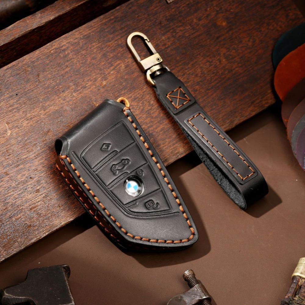 Luxury Genuine Leather Car Key Cover for BMW Blade Key Handmade Premium Key Case Durable and Elegant