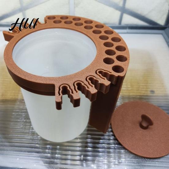 Brush Holder Rack Mason Jar Paintbrush Holder, 2 in 1 Rinse Cup Lid And Drying Elastic Card Slot Stand, Slots for Art Brushes, Rust-Free Pen Fits Wide