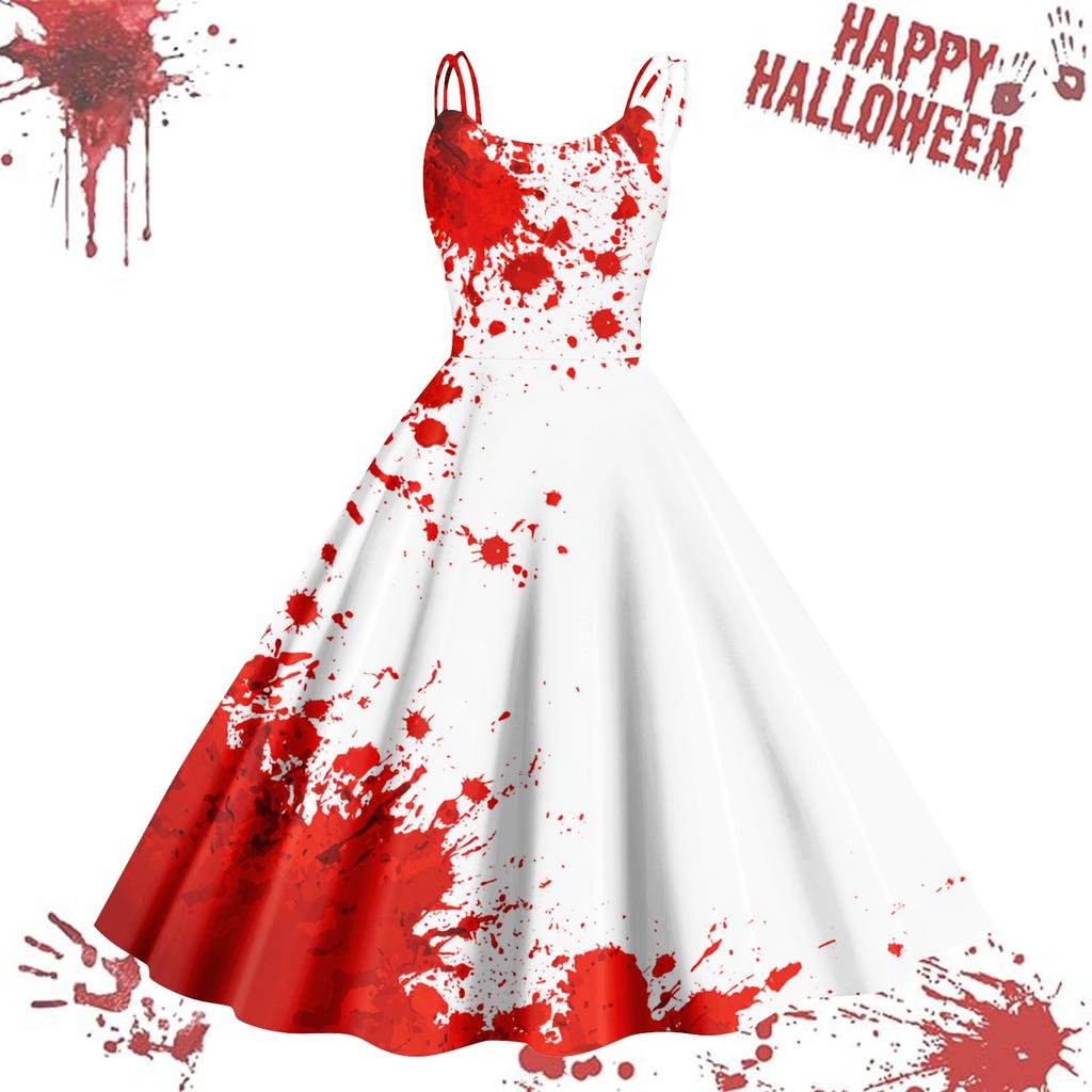 Kvinners avslappede Halloween-trykte seler vintage kjole