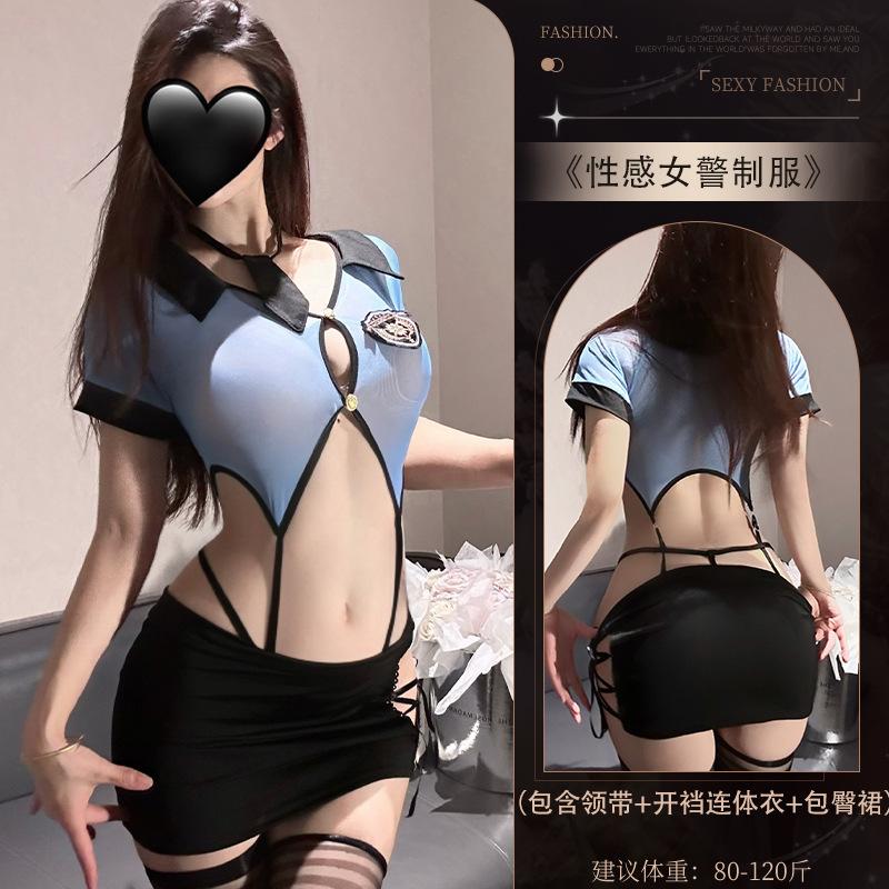 New Sexy Underwear Queen Night Seduction Tight Hip Skirt Night Os Policewoman Suit