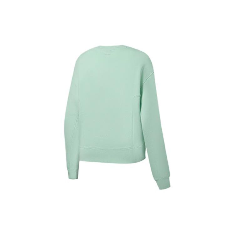 Li Ning Fitness Series Letter Print Pattern Round Neck Pullover Long Sleeve Sweatshirt Women Sweatshirt Light-Green AWDSB10-1
