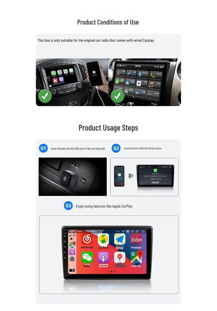 Modul de Interconectare CarPlay și Android Auto prin Fir la Wireless Transfrontalier
