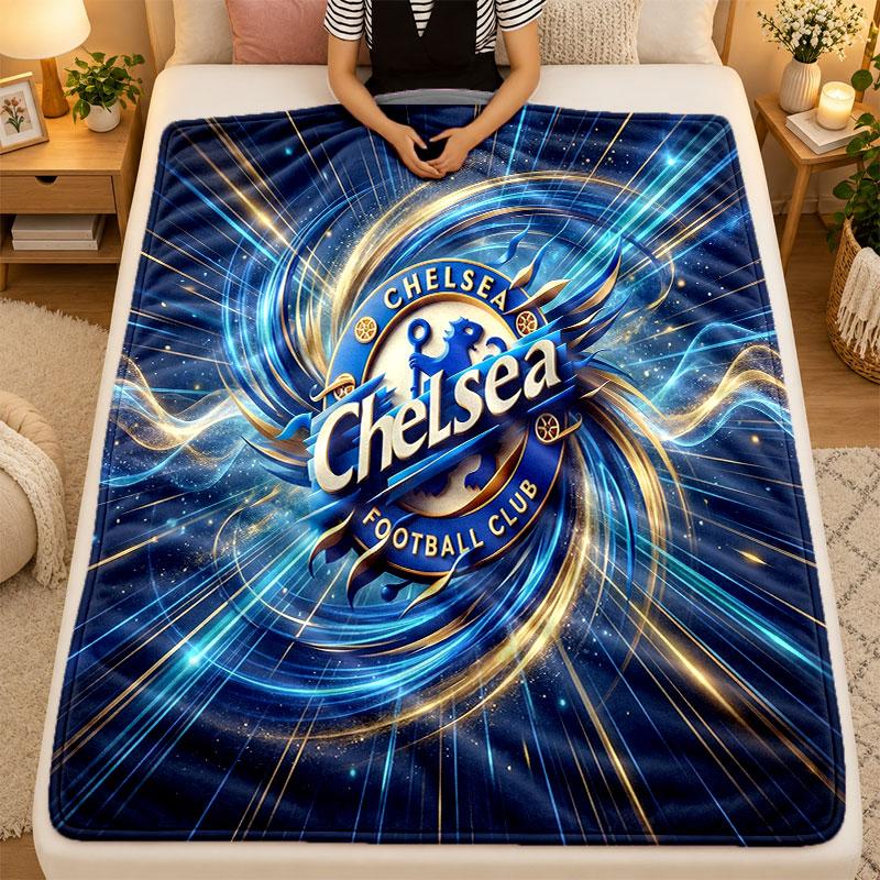 Flannel BlanketChelsea FC Warm Soft Throw Blanket for Indoor Sofa Bed Living Room Use