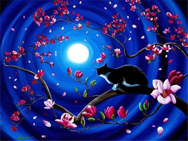 5D Diamond Painting Cat Diamond Embroidery Animal Beaded Embroidery Mosaic Art Picture Of Rhinestones Decor For Home