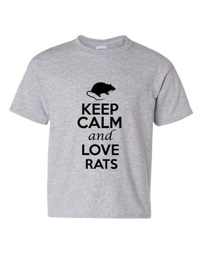 Keep Calm And Love Rats Animals Novelty Statement Youth Kids T-Shirt Tee Unisex T-Shirt M
